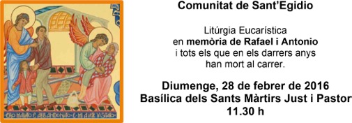 Liturgia en recuerdo de Rafael y Antonio y de los pobres que han muerto en las calles de Barcelona